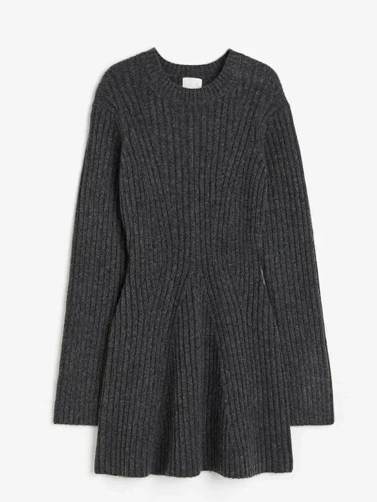 Elegant Ribbed Sweater Dress