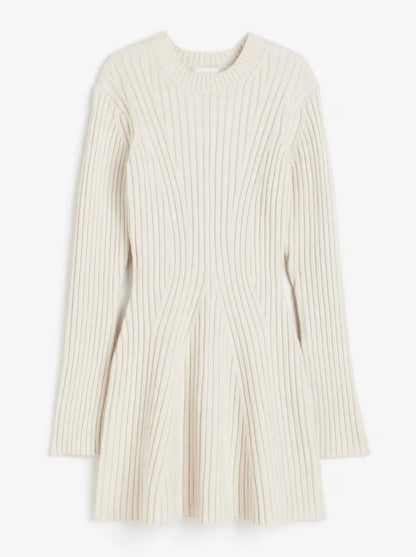 Elegant Ribbed Sweater Dress