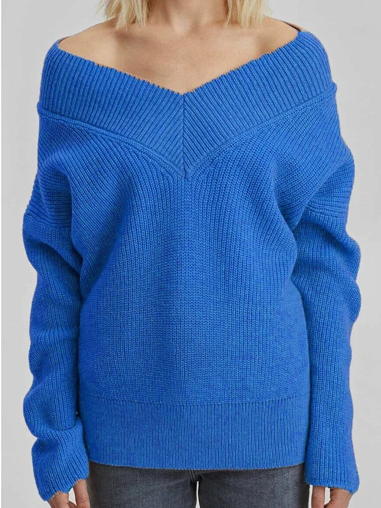 Oversized Knitted V-Neck Sweater